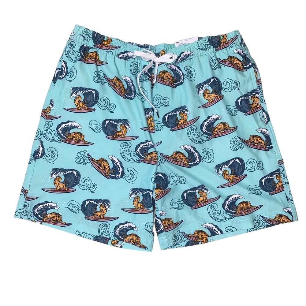 Sonoma Goods For Life Elastic Waist Swim Trunks surfing tiger print large NWTs